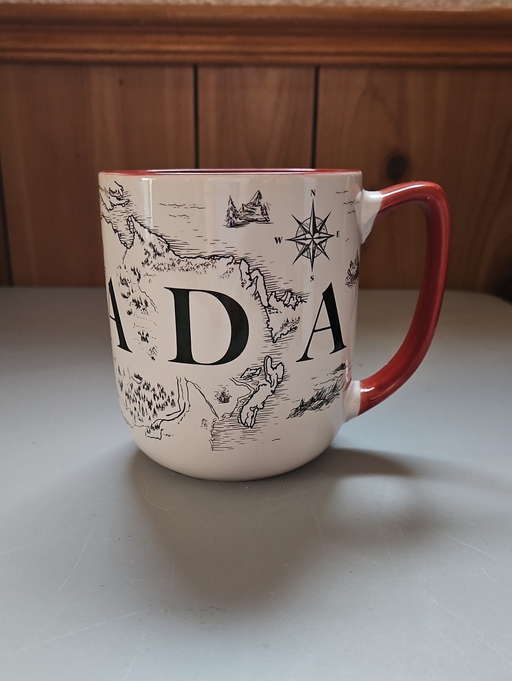 Canada Map Ceramic Mug with Red Handle